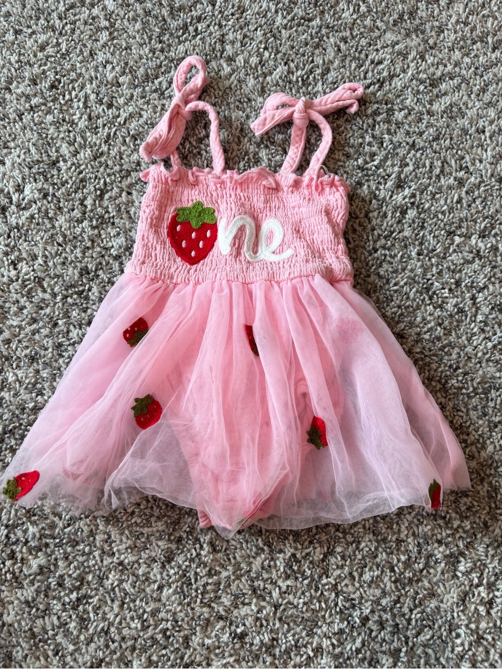 Pink Strawberry Tulle Baby Dress